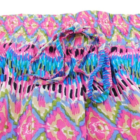 Tolani Boho Print Silk Shorts | Colorful | Medallion | Elastic Waist | EUC | Lrg - Picture 2 of 9